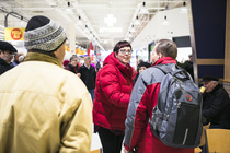 Vasemmiston presidenttiehdokas Merja Kyllönen Pirkkalassa 12.1.2018